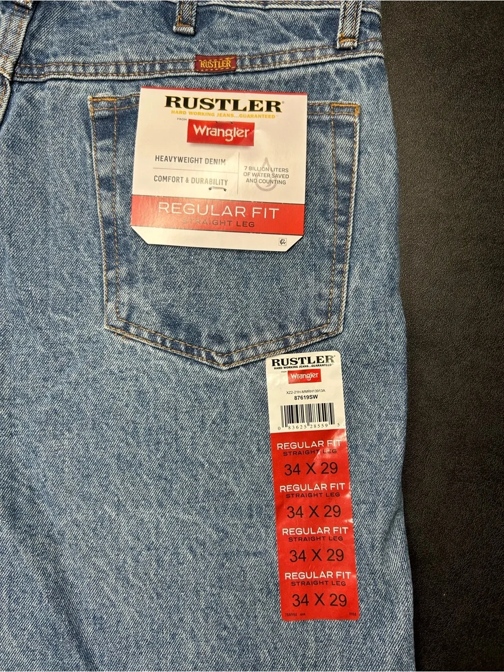 Rustler By Wrangler Mens Size 34x29 Straight Leg Jeans BEAND NEW